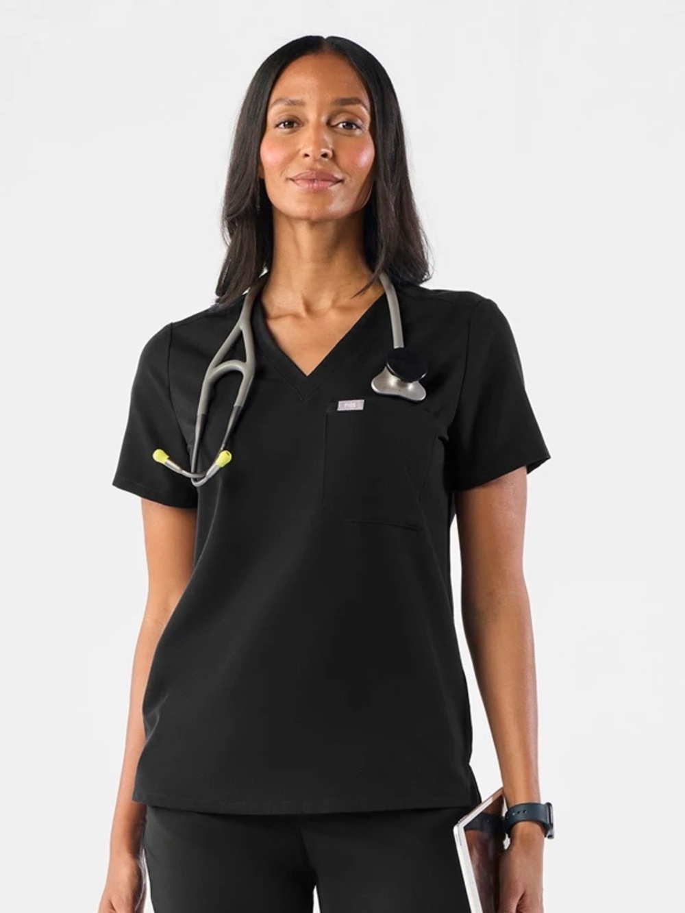 FIGS Black V-Neck Medical Scrub Top - S